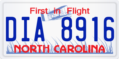 NC license plate DIA8916