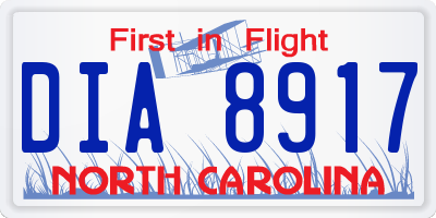 NC license plate DIA8917