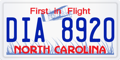 NC license plate DIA8920