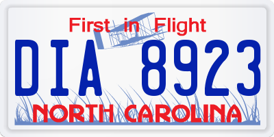 NC license plate DIA8923