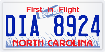 NC license plate DIA8924