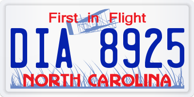 NC license plate DIA8925