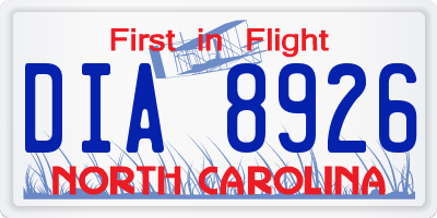 NC license plate DIA8926