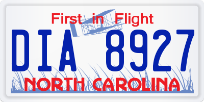 NC license plate DIA8927