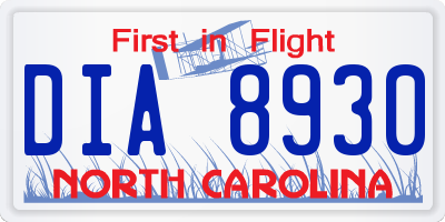 NC license plate DIA8930