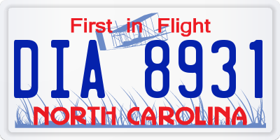 NC license plate DIA8931