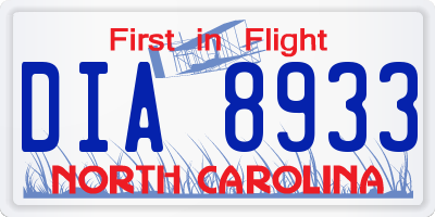 NC license plate DIA8933