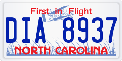 NC license plate DIA8937
