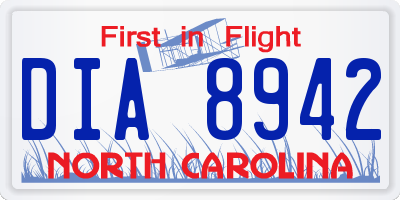NC license plate DIA8942