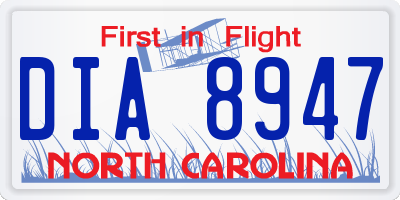 NC license plate DIA8947