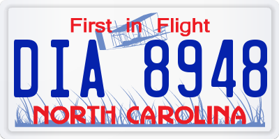 NC license plate DIA8948