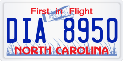 NC license plate DIA8950