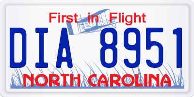 NC license plate DIA8951