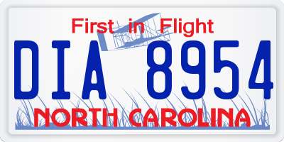NC license plate DIA8954