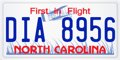 NC license plate DIA8956
