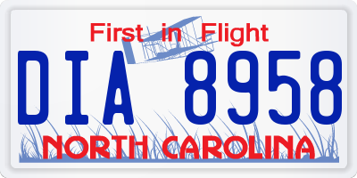 NC license plate DIA8958