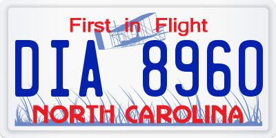 NC license plate DIA8960