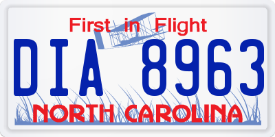 NC license plate DIA8963