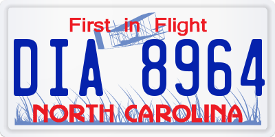 NC license plate DIA8964