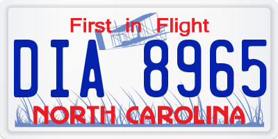 NC license plate DIA8965