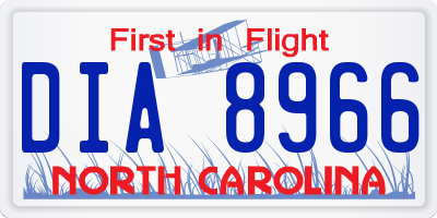 NC license plate DIA8966