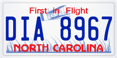 NC license plate DIA8967