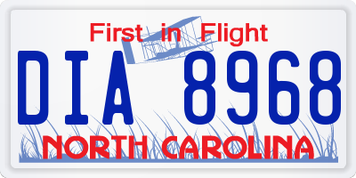NC license plate DIA8968