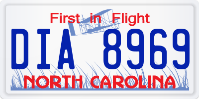 NC license plate DIA8969