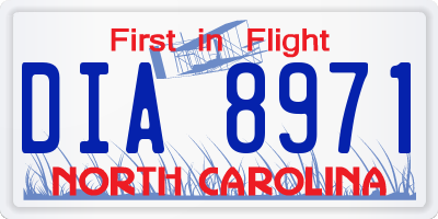 NC license plate DIA8971