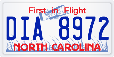 NC license plate DIA8972