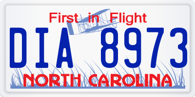 NC license plate DIA8973