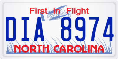 NC license plate DIA8974
