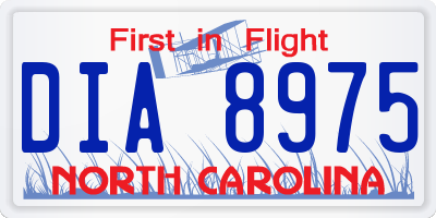 NC license plate DIA8975