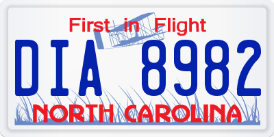 NC license plate DIA8982