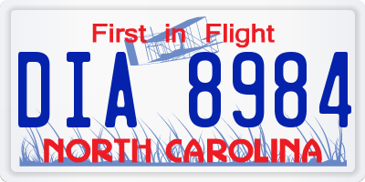NC license plate DIA8984