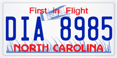 NC license plate DIA8985