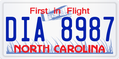 NC license plate DIA8987