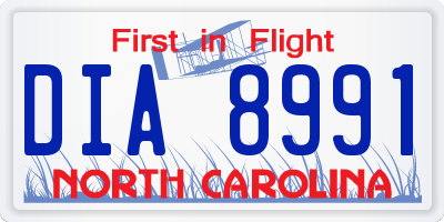 NC license plate DIA8991