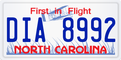 NC license plate DIA8992