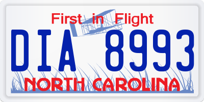 NC license plate DIA8993