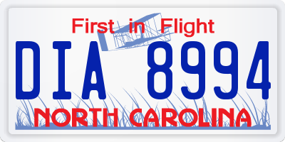 NC license plate DIA8994