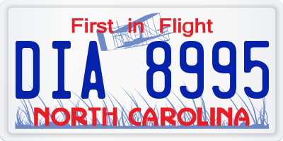 NC license plate DIA8995