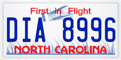 NC license plate DIA8996