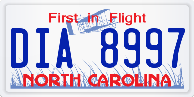 NC license plate DIA8997