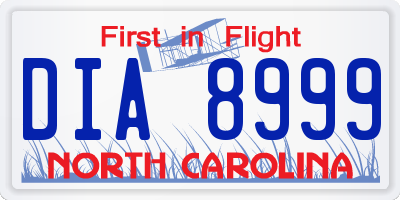NC license plate DIA8999