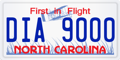 NC license plate DIA9000
