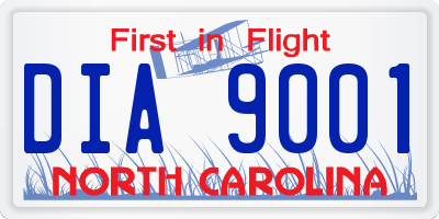NC license plate DIA9001