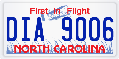 NC license plate DIA9006