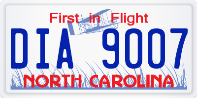 NC license plate DIA9007