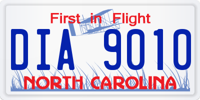 NC license plate DIA9010